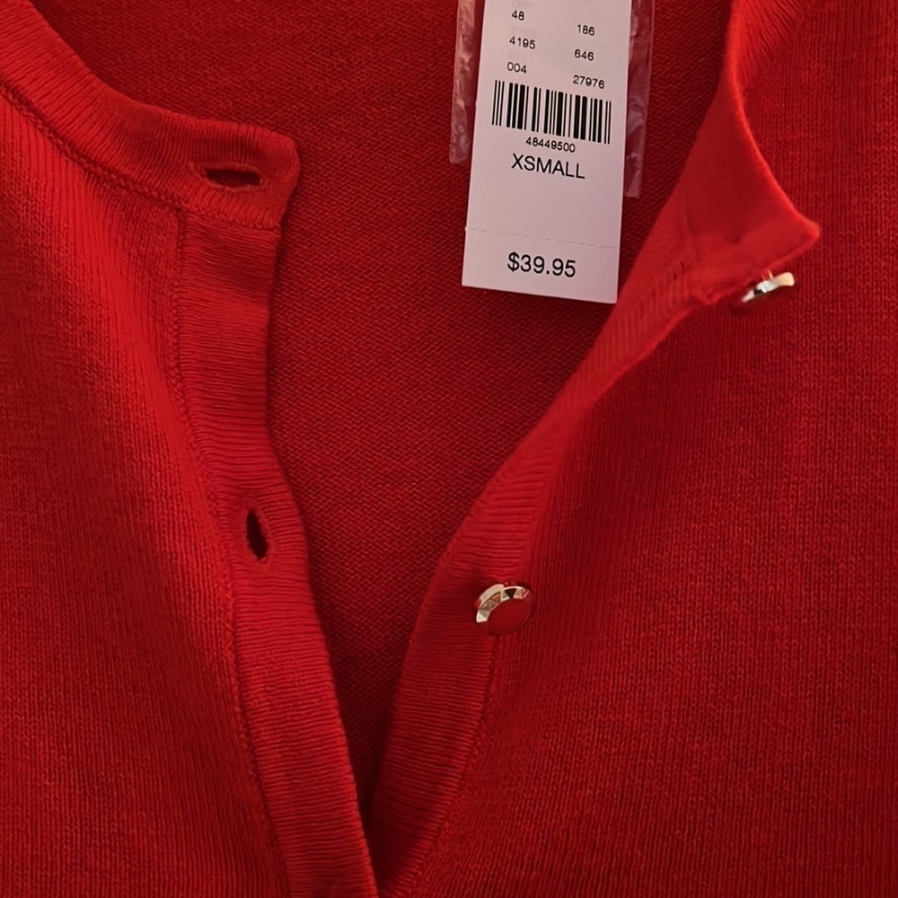 7TH Avenue Design Studio Womens Red Button Up Cardigan. XS NWT​ - Picture 3 of 9
